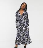 Native Youth Exclusive Smock Dress With Tie Waist In Abstract Smudge Print-multi