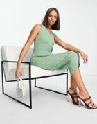 Trendyol Knit Midi Dress In Sage-green