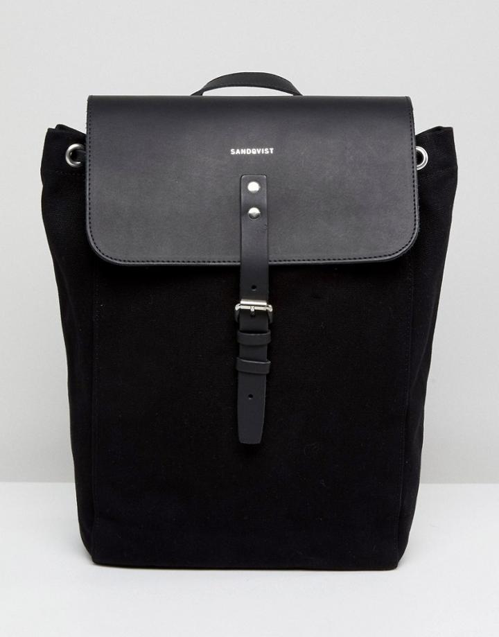 Sandqvist Alva Cotton Canvas And Leather Backpack - Black