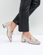 Mango Metallic Kitten Heel Loafers - Gold