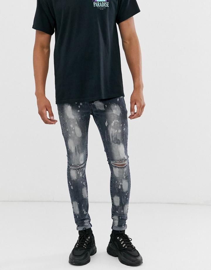 Sixth June Skinny Jeans In Gray With Distressing