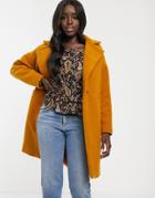 New Look Wool Overcoat Jacket In Mustard - Yellow