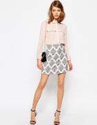 Asos A-line Mini Skirt In Premium Jacquard - Tile Jacquard