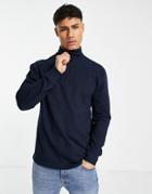 Brave Soul Half Zip Sweater In Navy