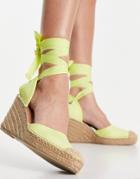Asos Design Tori Tie Leg Espadrille Wedges In Lemon-yellow