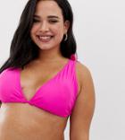 South Beach Curve Mix & Match Triangle Bikini Top In Pink - Pink