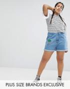 Daisy Street Plus Embroidered Denim Short - Blue