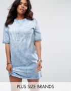 Missguided Plus Oversized Tie Dye T-shirt Dress - Blue