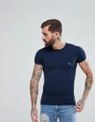 Emporio Armani Muscle Fit T-shirt With Metallic Logo In Marine - Navy