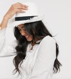 South Beach Exclusive White Straw Trilby With Frayed Edge And Size Adjuster