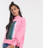 Reclaimed Vintage Inspired High Neck Sweat With Zip Side Detail And Logo Print-pink