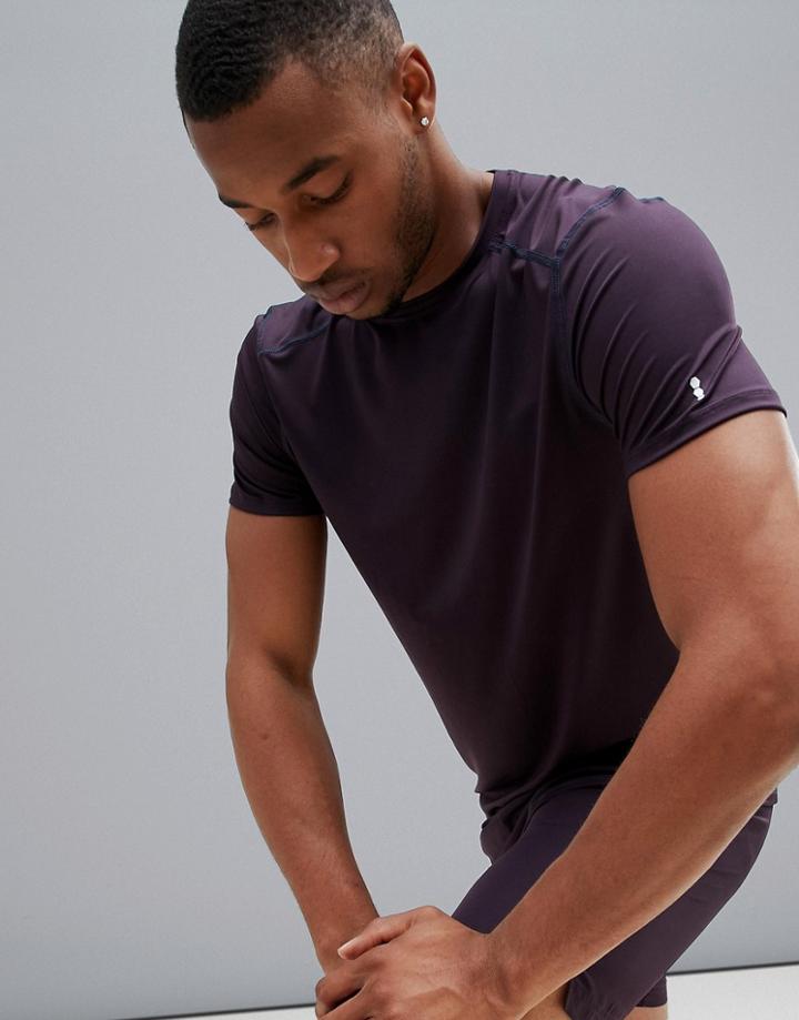New Look Sport Stretch T-shirt In Burgundy - Red