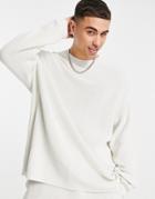 Asos Design Ribbed Cotton Sweater In Icey Gray - Part Of A Set