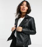 Only Petite Faux Leather Jacket In Black