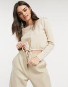 Fashion Union Button Front Knit Top Set-neutral