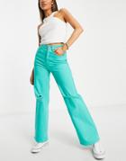 Only Hope Wide Leg Ripped Knee Jeans In Turquoise-green