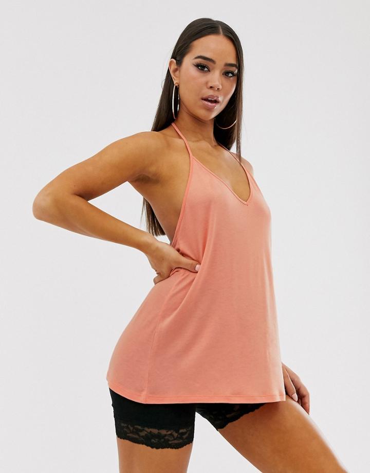 Asos Design Cami With Dropped Arm Hole In Orange