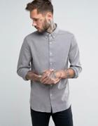 Farah Shirt With Textured Weave In Regular Fit - Gray