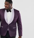 Asos Design Plus Wedding Skinny Blazer In Purple Satin