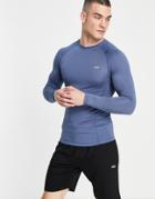 Asos 4505 Icon Muscle Fit Long Sleeve Training T-shirt With Quick Dry-blues