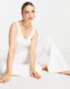 M Lounge Knitted High Waist Pants Set-white