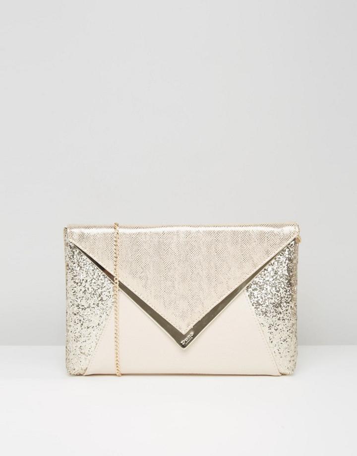 Dune Sequin Mix Clutch Bag - Gold