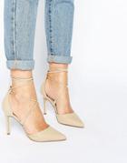 Call It Spring Argaine Lace Up Detail Pointy Pump - Bone