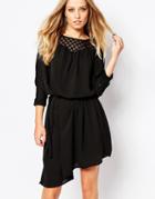 Y.a.s Annabelle Tie Dress With Lace - Black