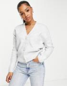 New Look Knit Cardigan In Light Gray-grey