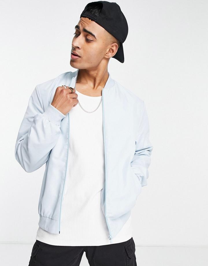 Asos Design Bomber Jacket In Light Blue