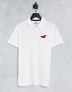 Hollister Exploded Rubber Icon Pique Polo In White