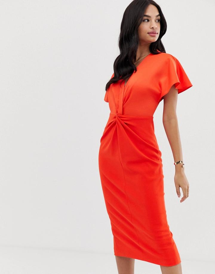 Ted Baker Ellame Wrap Over Bodycon Dress-orange