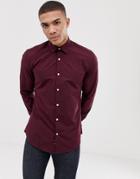 French Connection Plain Poplin Slim Fit Shirt-red