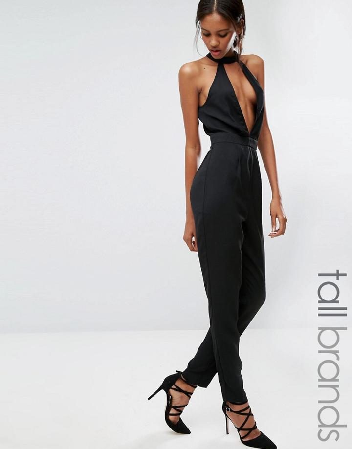 Missguided Tall Choker Neck Jumpsuit - Black