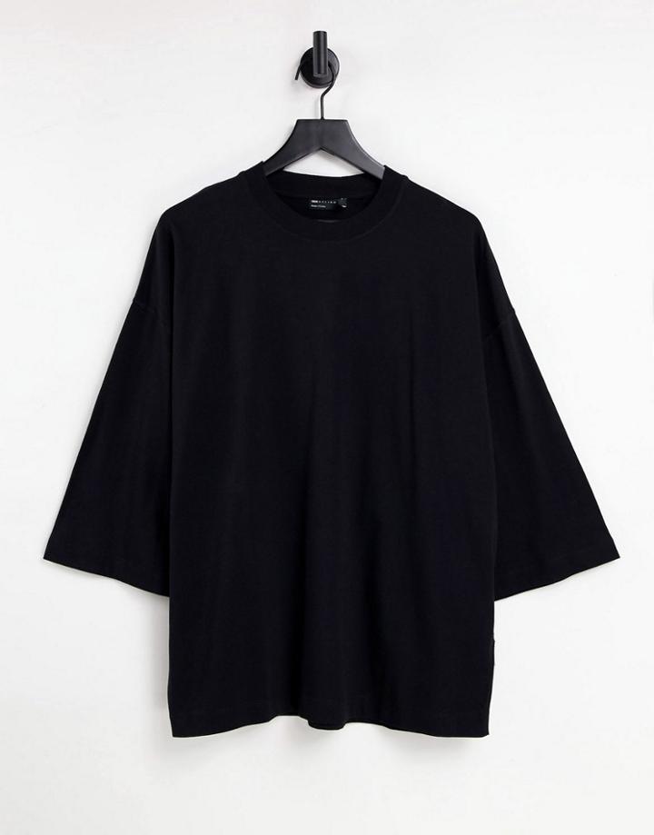 Asos Design Long Sleeve Oversized T-shirt With Wide Sleeve In Black