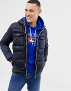 Jack & Jones Originals Puffer Jacket With Color Zip And Arm Badge - Navy