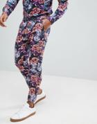 Asos Super Skinny Pants In Bright Floral Print Co-ord - Navy