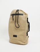 Consigned Draw String Duffle Bag In Sand-neutral