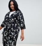 City Chic Alexandra Short Wrap Kimono-black
