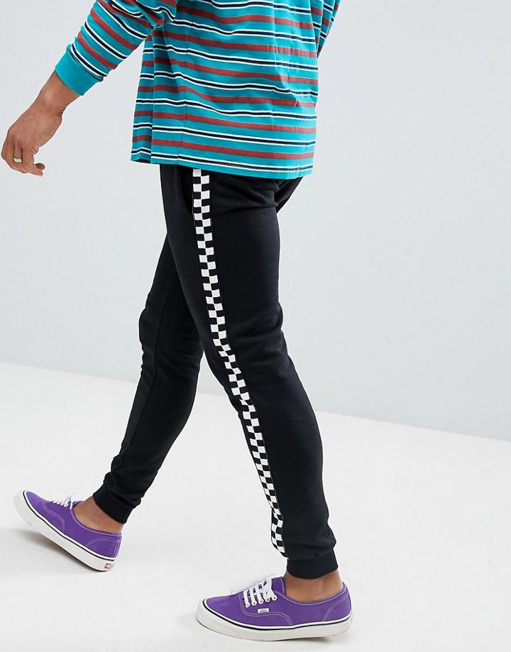 Brooklyn Supply Co Joggers With Checkerboard Side Stripe - Black