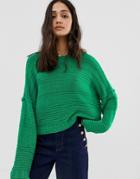 Asos Design Sweater In Natural Look Yarn With Oversized Sleeve - Green