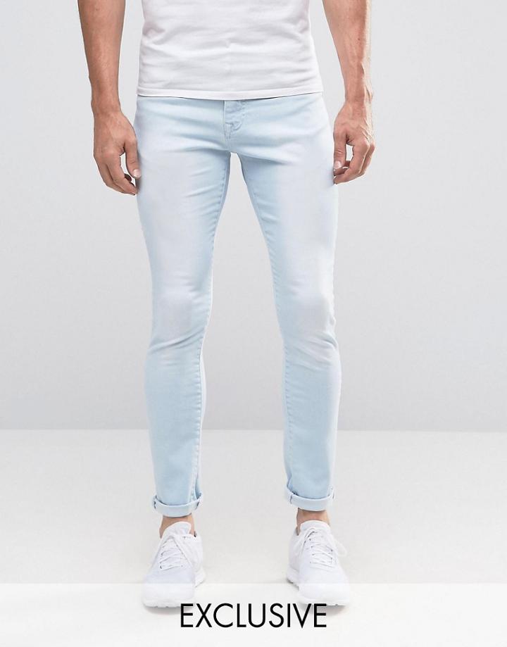 Brooklyn Supply Co Ice Wash Spray On Hunters Jeans With Distressing -