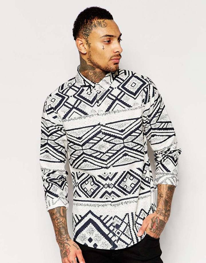 Asos Shirt With Tapestry Print In Long Sleeve