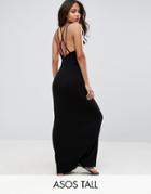 Asos Tall Maxi Dress With Strappy Back Detail - Black