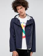 Love Moschino Hooded Windbreaker With Logo Side Tab - Navy