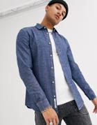 Only & Sons Slim Fit Slub Chambray Shirt In Blue Denim-navy