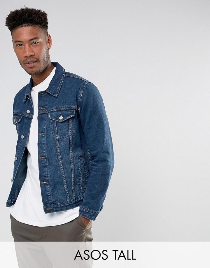 Asos Tall Denim Jacket In Blue Wash - Blue