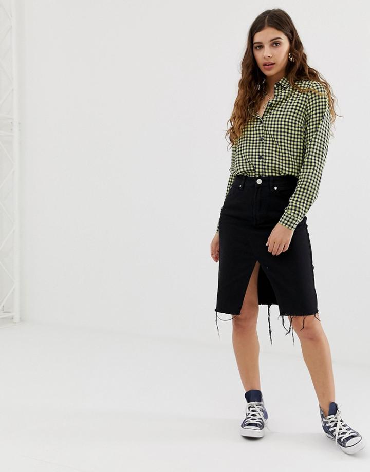 Glamorous Midi Skirt In Denim-black