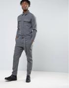 Asos Smart Wool Look Boiler Suit In Charcoal - Gray