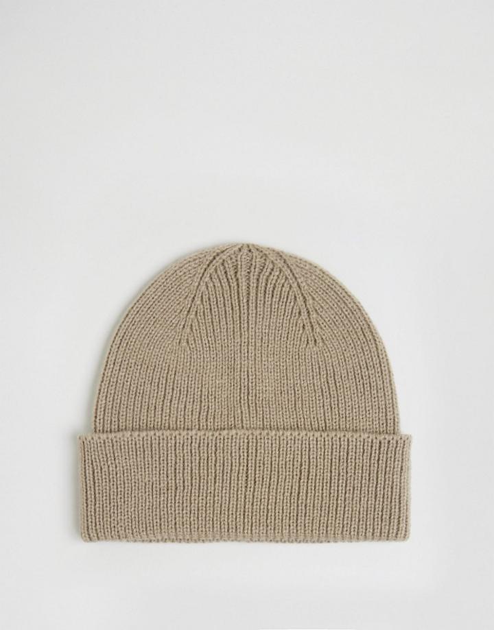 Asos Fisherman Beanie In Light Gray - Gray
